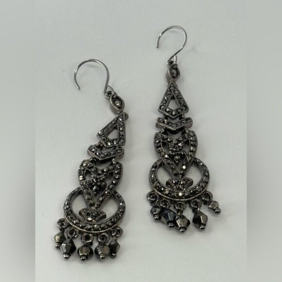 Vtg Monet marcasite chandelier Earrings - Picture 1 of 5